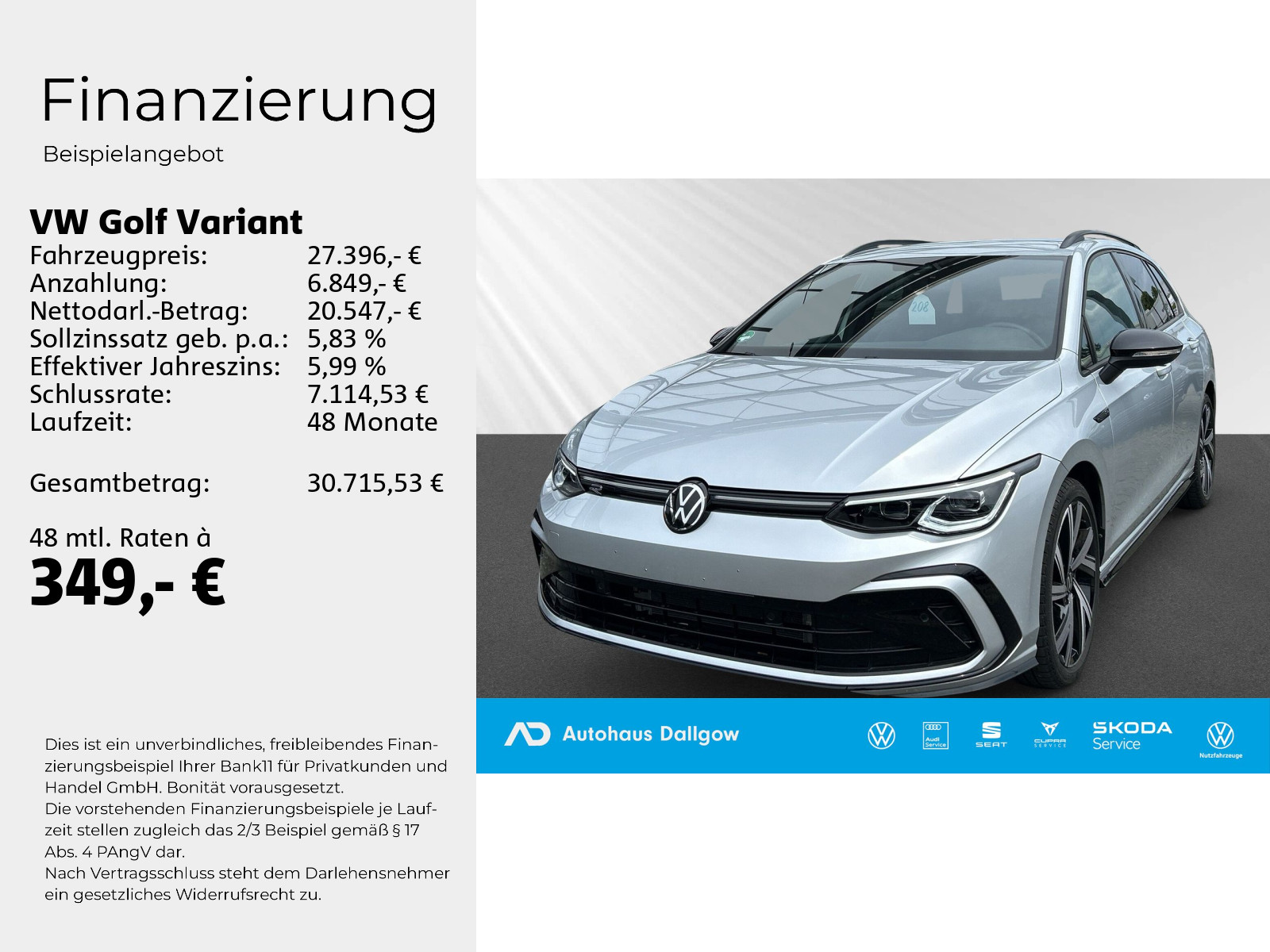 Golf Variant R-Line 1,5l eTSI 130PS DSG+LED+PDC+