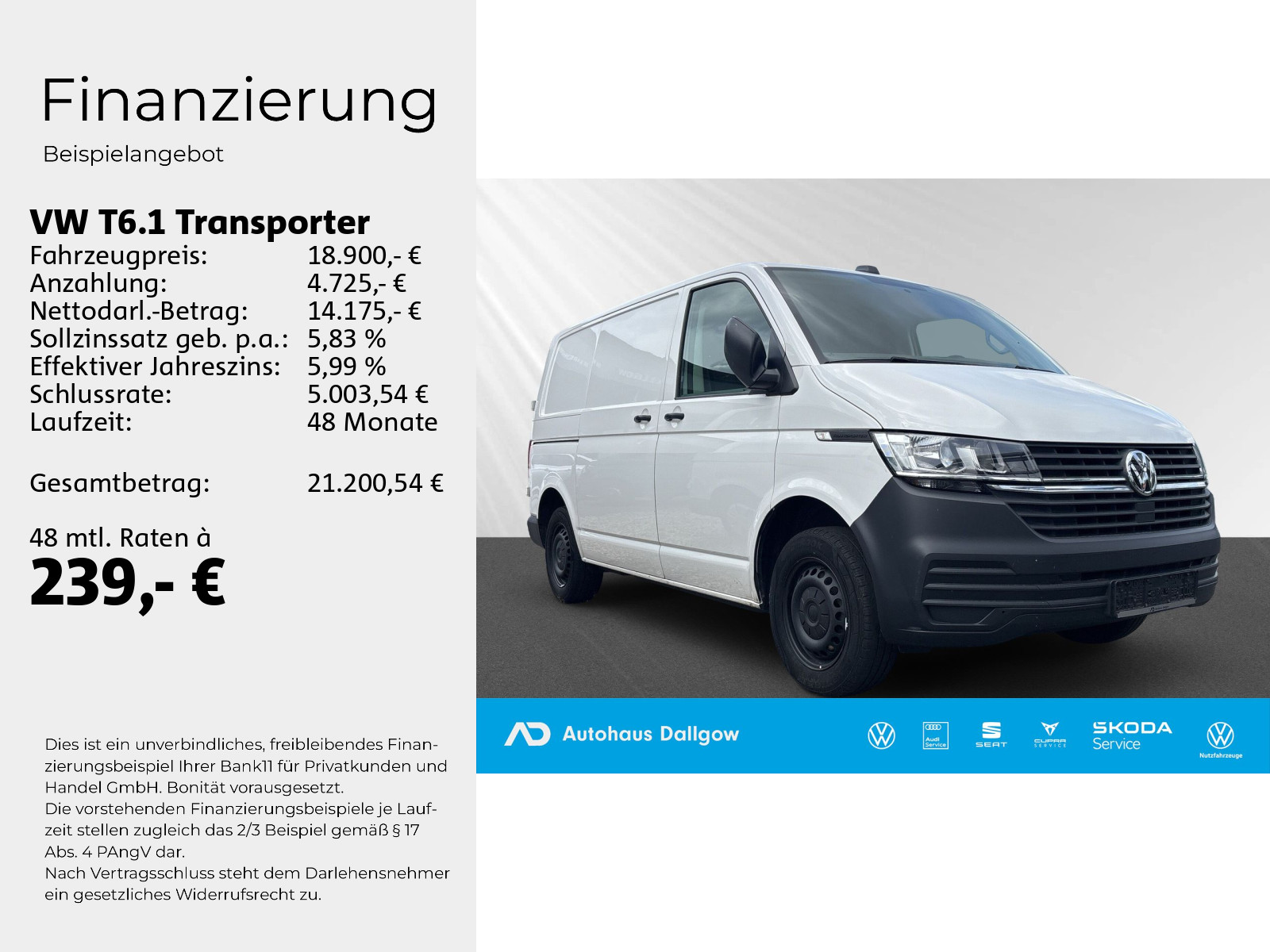T6.1 Kasten 2,0 l 81kW TDI Frontant.+Schaltg+PDC