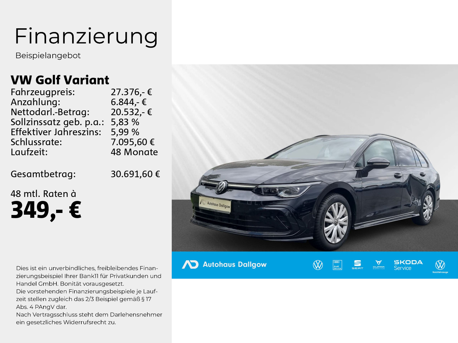 Golf Variant R-Line 1,5 l eTSI 130PS DSG+PDC+LED