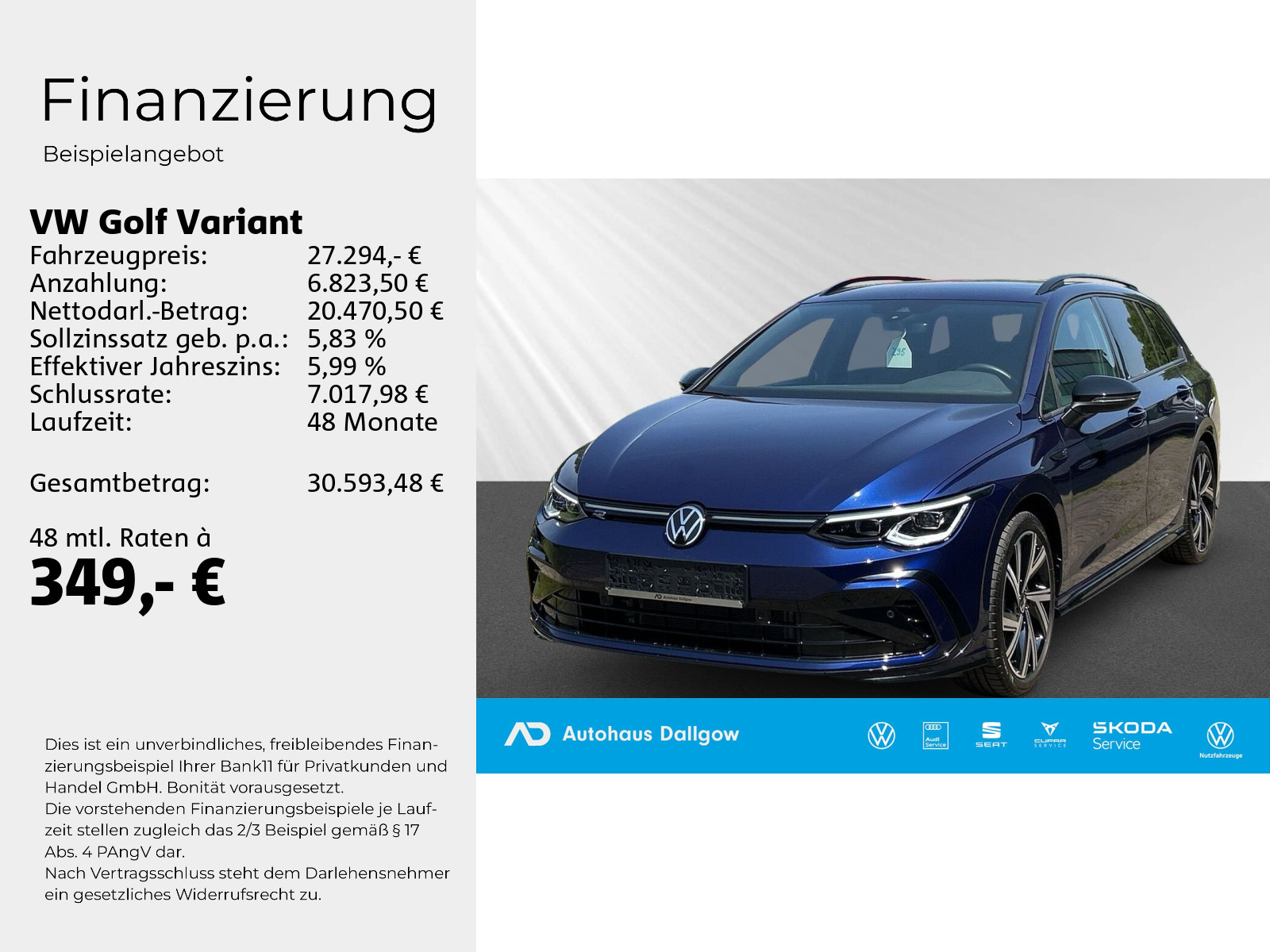 Golf Variant R-Line 1,5 l eTSI 130PS DSG PDC+LED