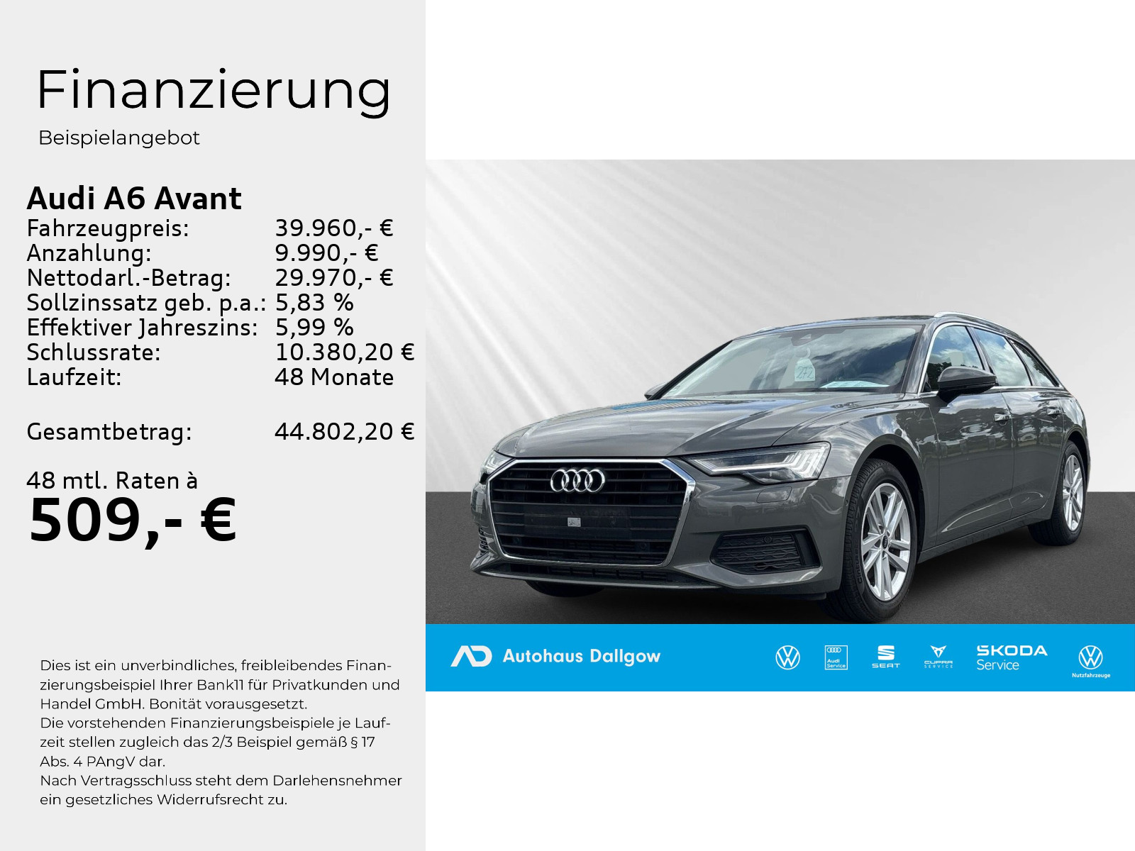 A6 Avant 2.0 l 45 TFSI LED+PDC+ Navi+ Klimaaut.+