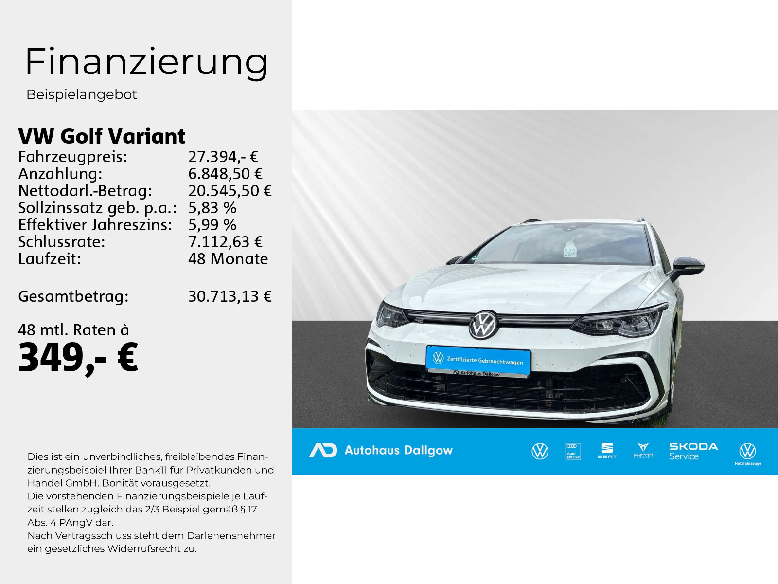 Golf Variant R-Line 1,5 l eTSI OPF 96 kW (130 PS) 7-Gang-Doppelkupplungsgetriebe DSG