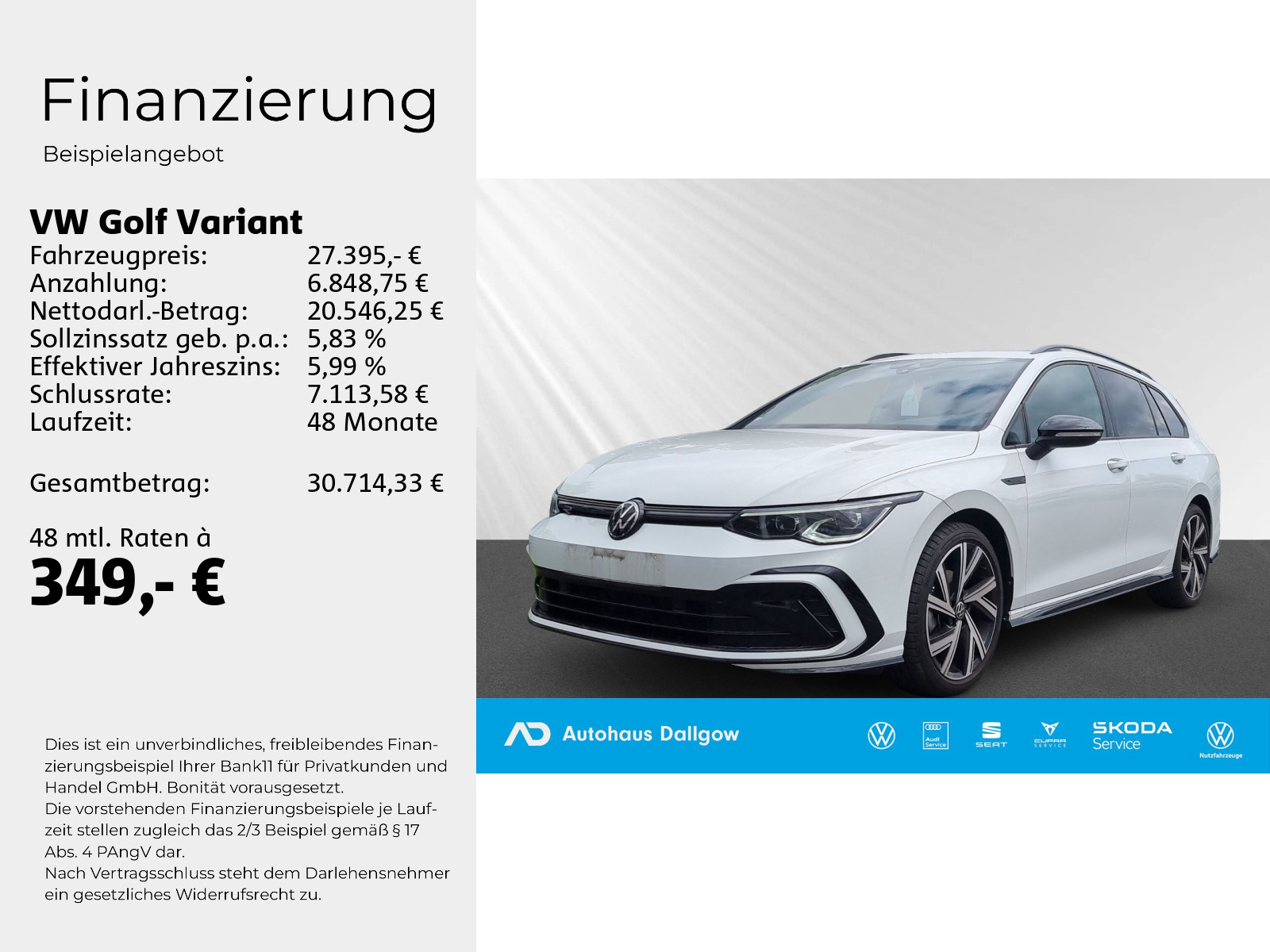 Golf Variant R-Line 1,5 l eTSI OPF 96 kW (130 PS) 7-Gang-Doppelkupplungsgetriebe DSG