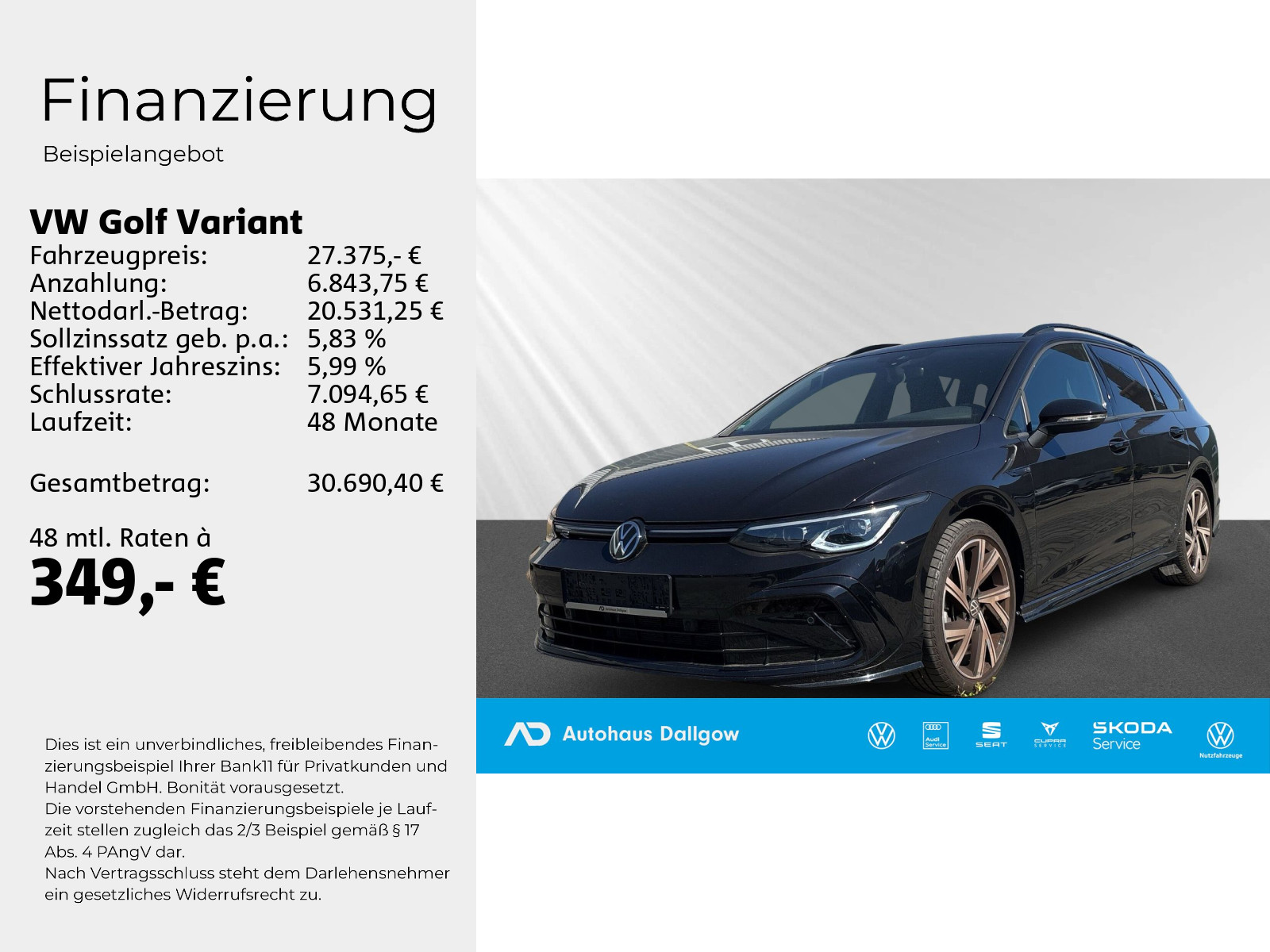 Golf Variant R-Line 1,5 l eTSI OPF 96 kW (130 PS) 7-Gang-Doppelkupplungsgetriebe DSG