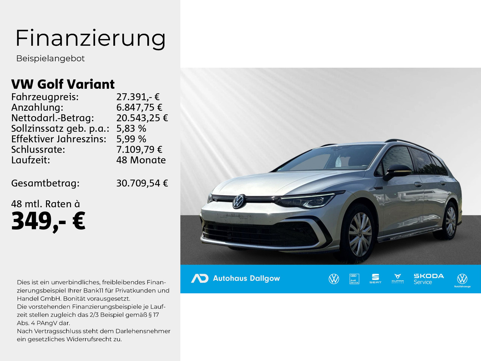 Golf Variant R-Line 1,5 l eTSI OPF 96 kW (130 PS) 7-Gang-Doppelkupplungsgetriebe DSG