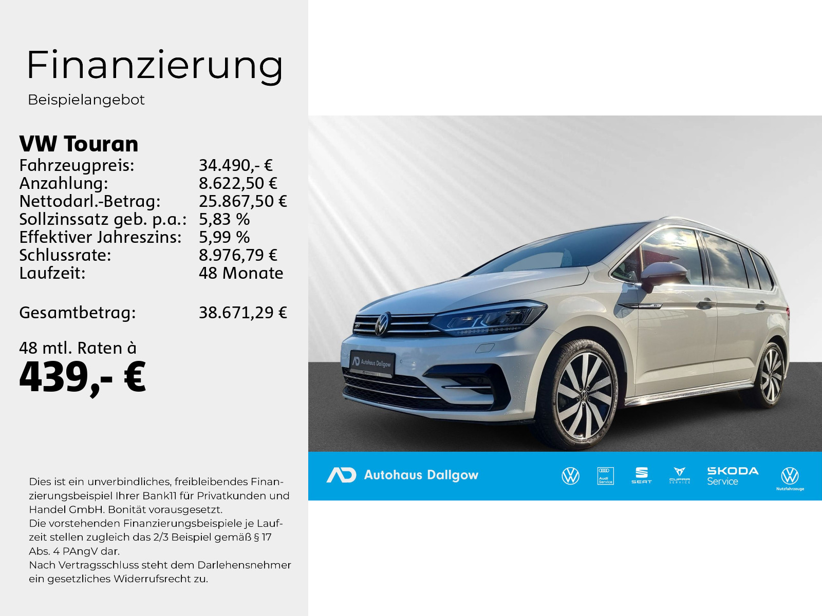 Touran Highline 1,5 l TSI OPF 110 kW (15 0 PS) 7-Gang-Doppelkupplungsgetriebe DSG