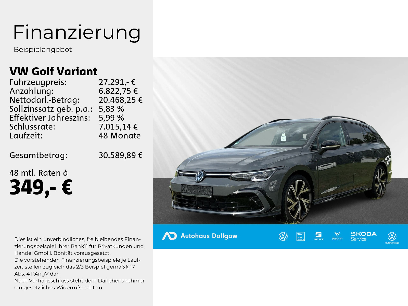 Golf Variant R-Line 1,5 l eTSI OPF 96 kW (130 PS) 7-Gang-Doppelkupplungsgetriebe DSG